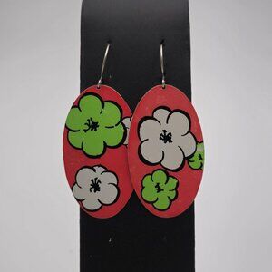 Sterling Silver Worn Floral Large Dangle Earrings B368